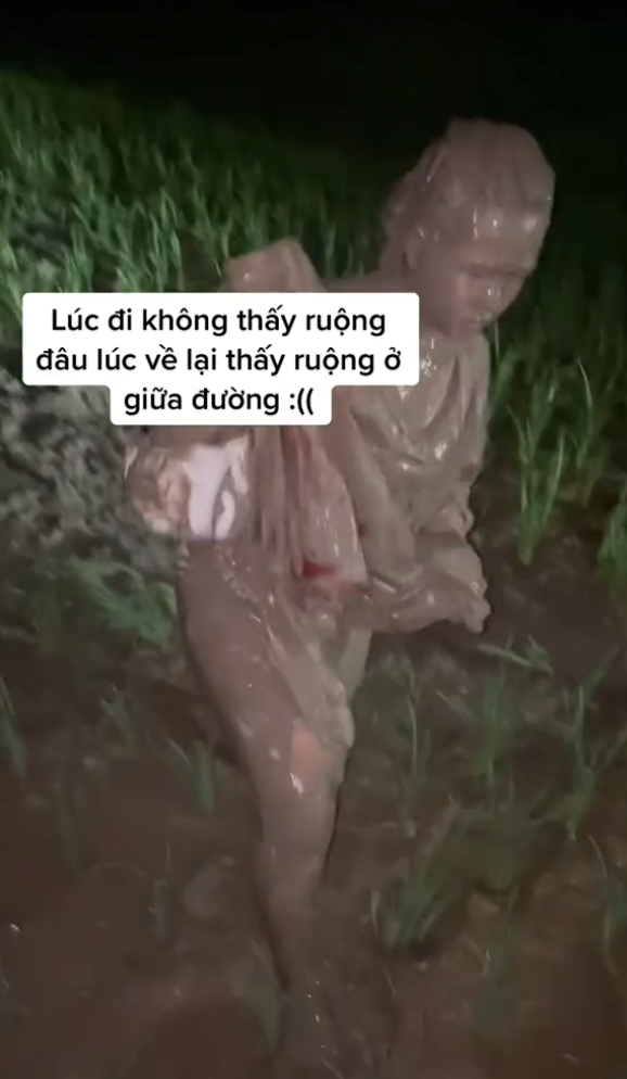 Khắp người đều ngập trong bùn đất. (Ảnh: Chụp màn hình).