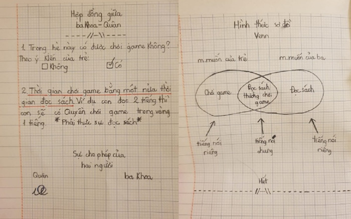 Để thuyết phục bố cho chơi game trong dịp hè, cậu bé lớp 4 lập hợp đồng cực bài bản Ảnh 2