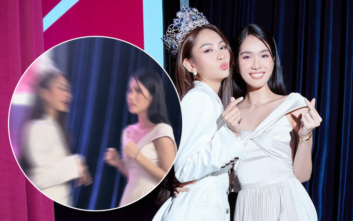 Đang chụp ảnh thì nghe nhạc vang lên, 2 nàng Hậu Mai Phương và Phương Anh liền khoe giọng '1 chín 1 mười' Ảnh 2