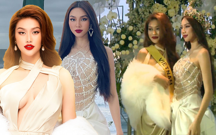 Thùy Tiên trao sash cho Thiên Ân với ánh mắt đầy tự hào: Hai nữ hoàng son đỏ thiêu đốt Miss Grand Ảnh 2