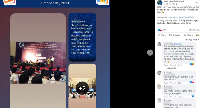 Hiện tại, Shark Bình chỉ mở phần bình luận công khai trên Fanpage Shark Nguyễn Hòa Bình