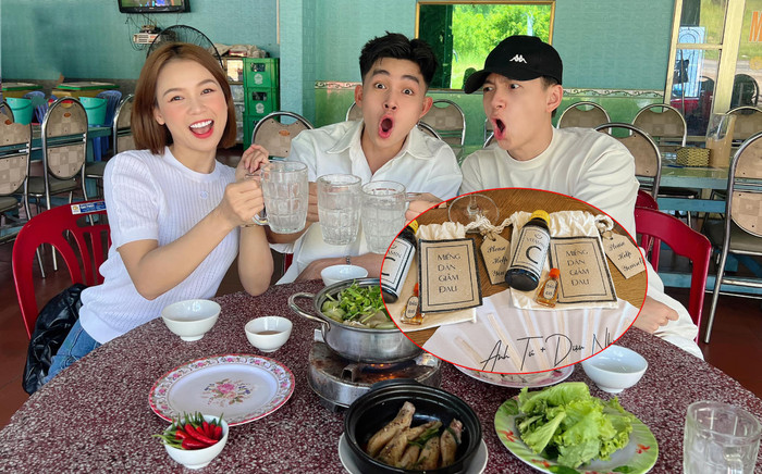 Jun Phạm nhận quà độc lạ từ Diệu Nhi - Anh Tú khi đi ăn cưới Ảnh 2