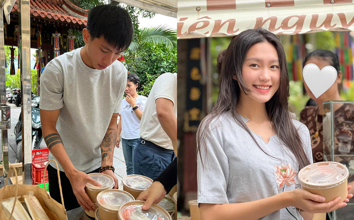 Không hẹn hò sang chảnh, Đoàn Văn Hậu và bạn gái giản dị đi phát cơm từ thiện Ảnh 2