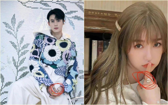 Vương Hạc Đệ và Ngu Thư Hân đeo nhẫn có hình dáng giống nhau. 