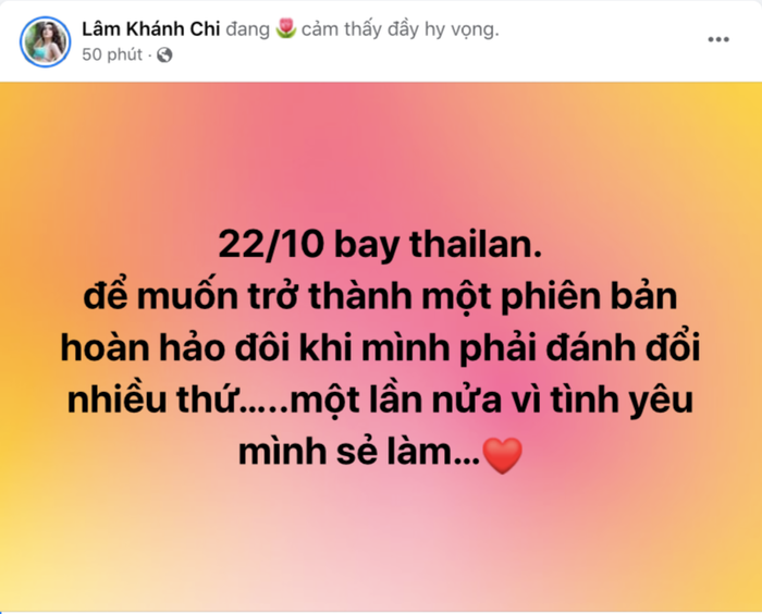 Bài đăng mới nhất của Lâm Khánh Chi khiến khán giả hoang mang.