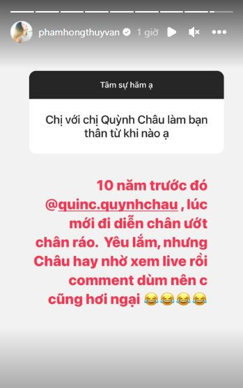 Thúy Vân không ngần ngại chia sẻ Quỳnh Châu thường nhờ cô 'bình luận dạo' khiến cô ngại ngùng