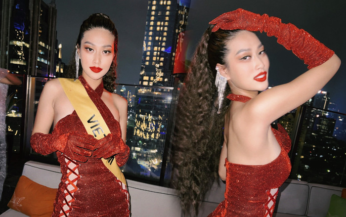 Thiên Ân bốc lửa với mái tóc bấm xù, nuốt trọn ống kính máy quay: Nữ hoàng tiệc đêm đi lạc qua Miss Grand Ảnh 2