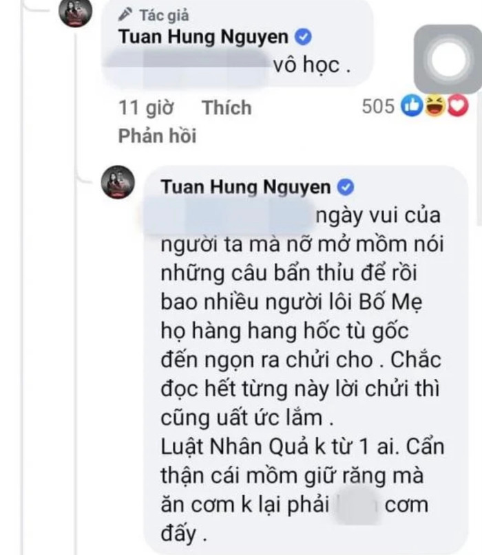 Tuấn Hưng đáp trả anti-fan trước c những bình luận khó nghe.