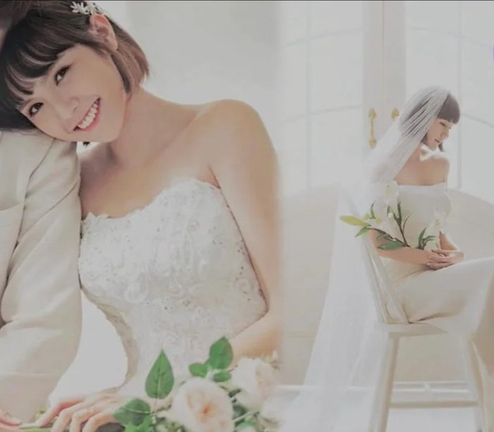 Hình ảnh Hải Tú mặc váy cưới được lan truyền trên mạng xã hội trước đó