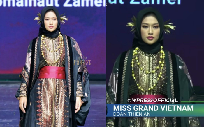 Thiên Ân làm vedette 'quét sạch' sàn diễn thời trang Muslim 2023 tại Indonesia Ảnh 2