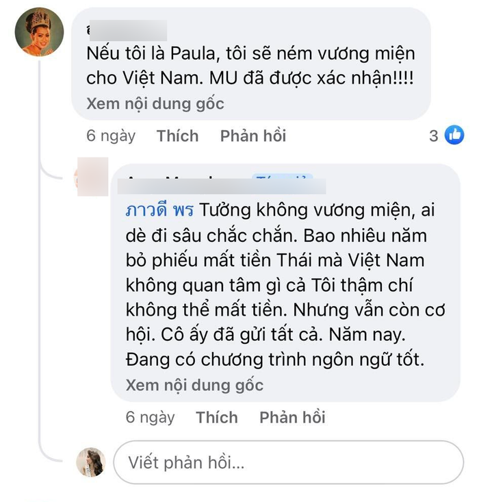 Thậm chí có một ý kiến cho rằng nếu họ là chủ tịch của Miss Universe, họ sẽ sẵn sàng 'ụp vương miện' cho Việt Nam.&nbsp;