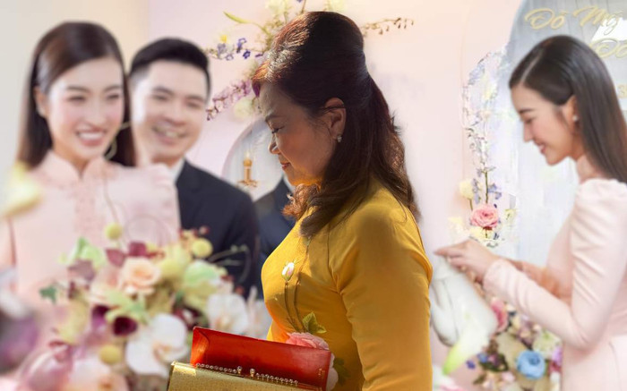Mẹ chồng quyền lực của Hoa hậu Đỗ Mỹ Linh lộ diện trong lễ cưới Ảnh 2