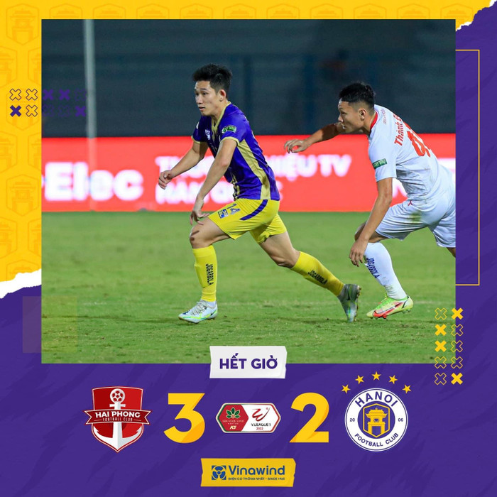 Hà Nội FC thua Hải Phòng 2-3. Ảnh: HNFC