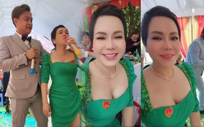 Loạt outfit dự đám cưới của Việt Hương: Khi cắt xẻ, khi lại đính đá 'toàn tập' Ảnh 2