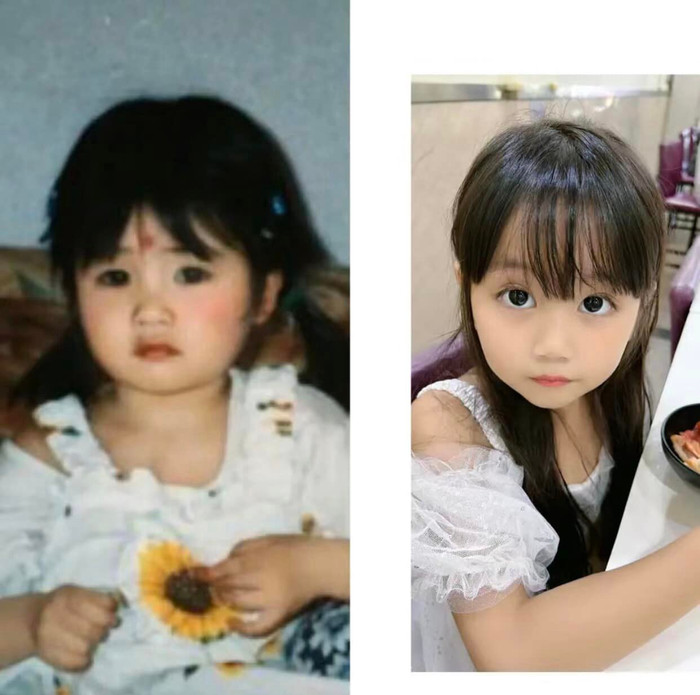 Ảnh Bạch Lộc lúc nhỏ (trái) và Mật Đào (phải) đang được cư dân mạng bàn luận.