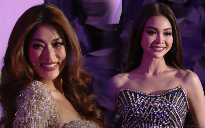Thảm đỏ chung kết Miss Grand 2022: Thiên Ân 'nuốt mic', Engfa Waraha ấp úng khi nói tiếng Anh Ảnh 2