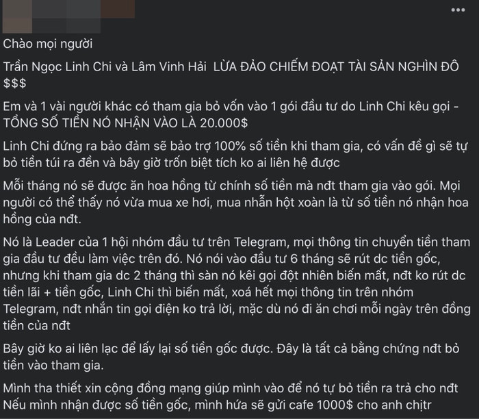 Một cặp đôi Vbiz bị tố lừa đảo nghìn đô, người trong cuộc nói gì? Ảnh 2