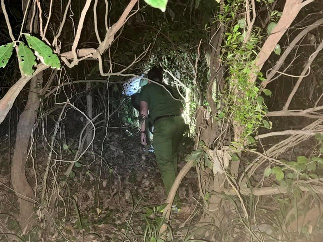 Lực lượng cứu hộ xuyên đêm tìm kiếm bà Chung. Ảnh: Báo Lao Động.