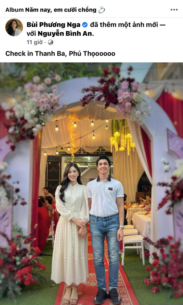 Phương Nga rạng rỡ trong chiếc đầm trắng, check in tại quê chồng Phú Thọ.