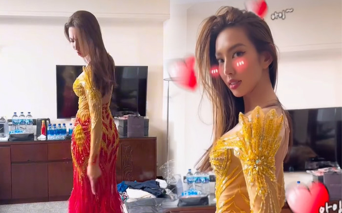 Chuyên nghiệp như Thùy Tiên: 'Đầu bù tóc rối' nhưng thấy máy quay vẫn tạo dáng cực mượt Ảnh 2