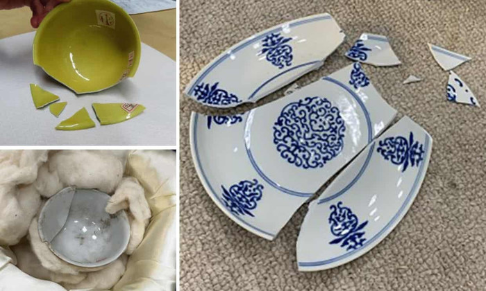 Cận cảnh 3 món đồ bị vỡ trong bảo tàng 1 tách trà và đĩa, trị giá 77.000 USD (gần 2 tỷ VNĐ)  