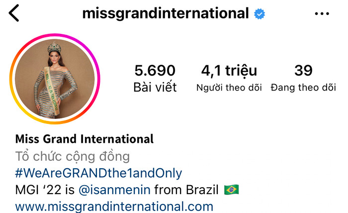 Tài khoản Instagram của Miss Grand International đã giảm 2,4 triệu tài khoản theo dõi sau đêm chung kết vào hôm 25/10.