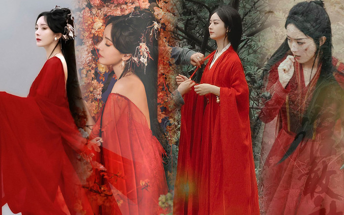 Cùng một kiểu tạo hình hồng y, Triệu Lệ Dĩnh đẹp nhưng sao khí chất bằng Dương Mịch Ảnh 2