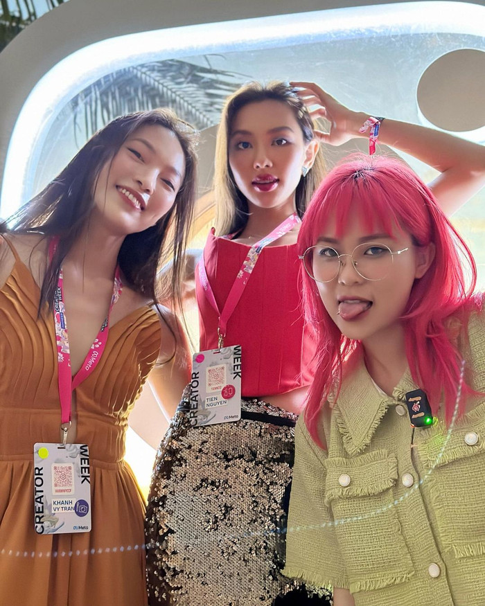 Thùy Tiên gặp gỡ Misthy và Khánh Vy tại một sự kiện tại Bali, Indonesia.