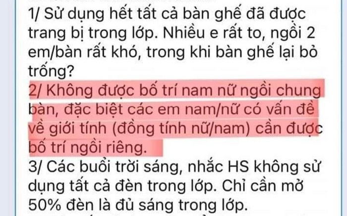 Hiệu trưởng yêu cầu bố trí 'HS có vấn đề giới tính ngồi riêng', Sở GD lên tiếng Ảnh 2