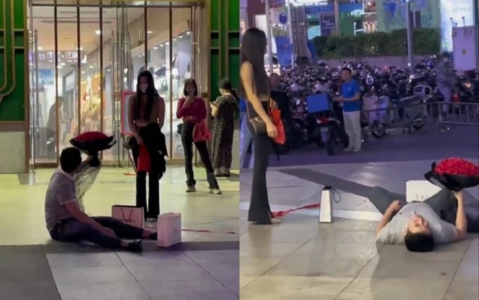 Cầu hôn giữa trung tâm mua sắm như trong phim, câu trả lời của cô gái khiến anh chàng giãy đành đạch Ảnh 2