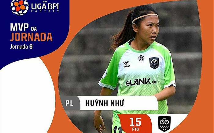 Huỳnh Như giành giải Cầu thủ xuất sắc nhất vòng 6 Liga BPI: Tự hào, 'cô gái vàng' Việt Nam! Ảnh 2