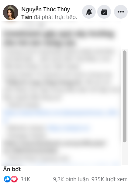 Đến thời điểm hiện tại, livestream của Thùy Tiên đã đạt gần 1 triệu lượt xem.