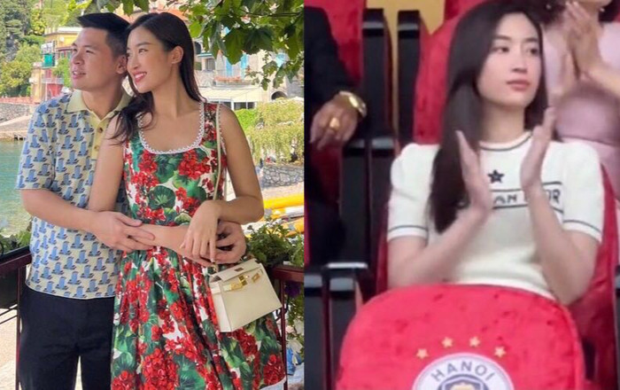 Hậu trăng mật, Đỗ Mỹ Linh cùng nhà chồng đi xem bóng đá, thái độ 'khác lạ' của cặp đôi thu hút sự chú ý Ảnh 2