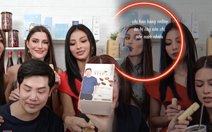 Netizen xót xa ảnh Miss Grand 2022 'hy sinh thân mình' trong livestream bán đồ ăn cho ngài Nawat Ảnh 2