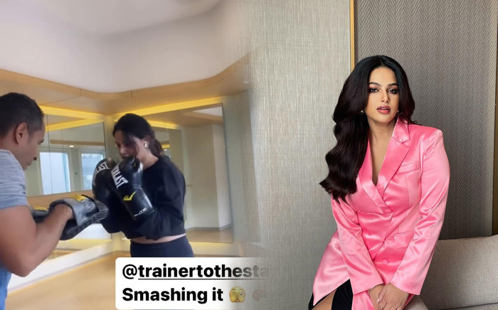 Hoa hậu Harnaaz Sandhu khoe ảnh tập thể thao: Còn ai nói chị lười không chịu giảm cân nữa không? Ảnh 2