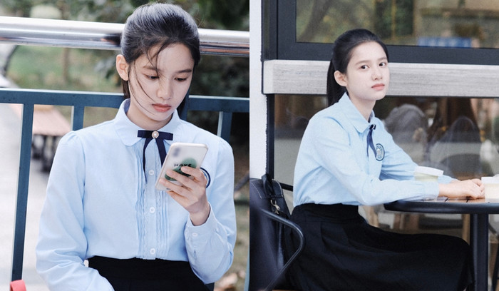 'Công chúa' Trương Tịnh Nghi gây sốt với đồng phục học sinh, Triệu Lộ Tư nằm không cũng dính đạn Ảnh 4