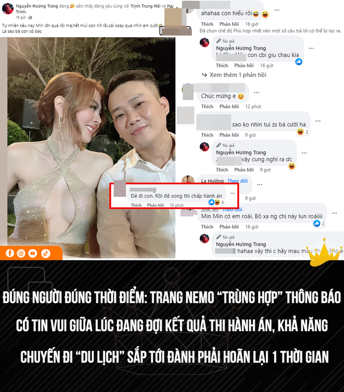 Mạng xã hội lan truyền thông tin Trang Nem có bầu giữa lúc đang đợi kết quả thi hành án