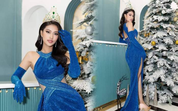 Hoa hậu Thiên Ân lộng lẫy lên đồ đón Giáng Sinh sớm, layout sang hết phần thiên hạ Ảnh 2