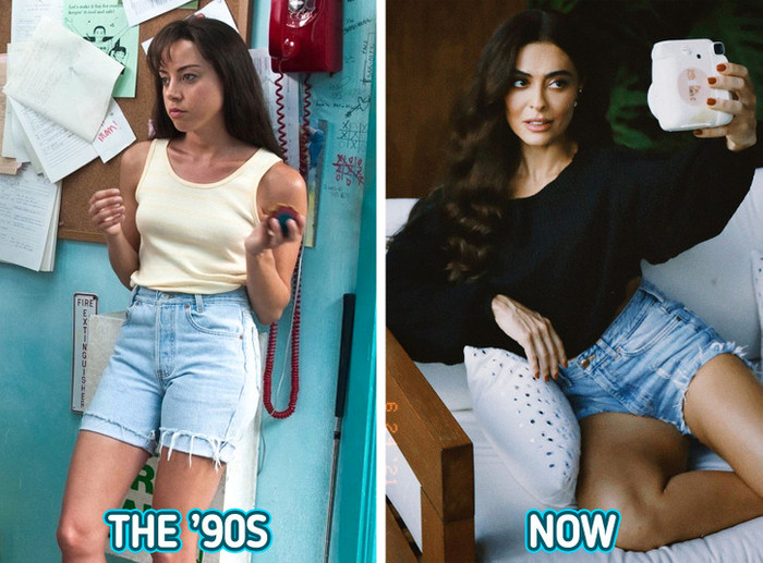 Vào những năm 90, người ta chuộng phong cách ăn mặc tối giản giống như của Cameron Diaz. Trước đây cô ấy chỉ cần mặc quần short với áo phông trắng là đã tạo thành cơn sốt.