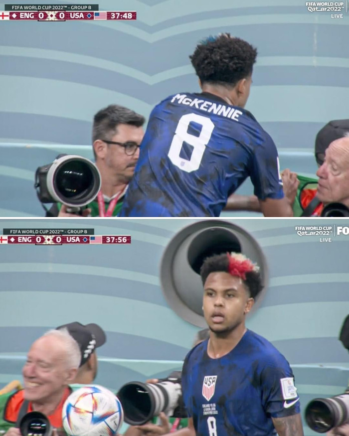 Trận đấu giữa Anh và Mỹ xuất hiện tranh cãi khi Weston McKennie chùi tay vào áo bib của một phóng viên ảnh. Nhiều ý kiến cho Weston, còn một số người bình luận không có chuyện gì đáng nói.