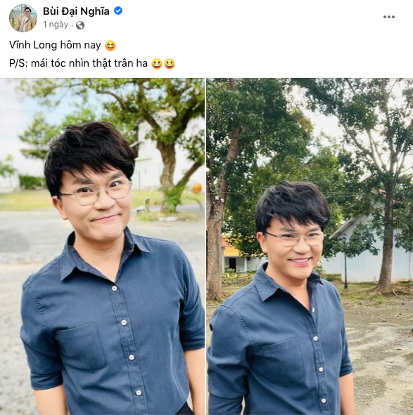 Bài đăng chia sẻ về mái tóc mới của MC Đại Nghĩa.