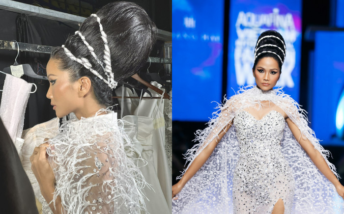 Hoa hậu H'Hen Niê làm vedette, gây ấn tượng với kiểu tóc nặng hơn 3kg trên sàn diễn Ảnh 2