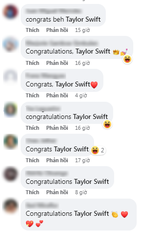 Nhiều fan sắc đẹp đã có nhiều bình luận hài hước, tag thẳng tên của Taylor Swift vào để chúc mừng trong bức ảnh đăng quang Á hậu 1 của đại diện Úc. 