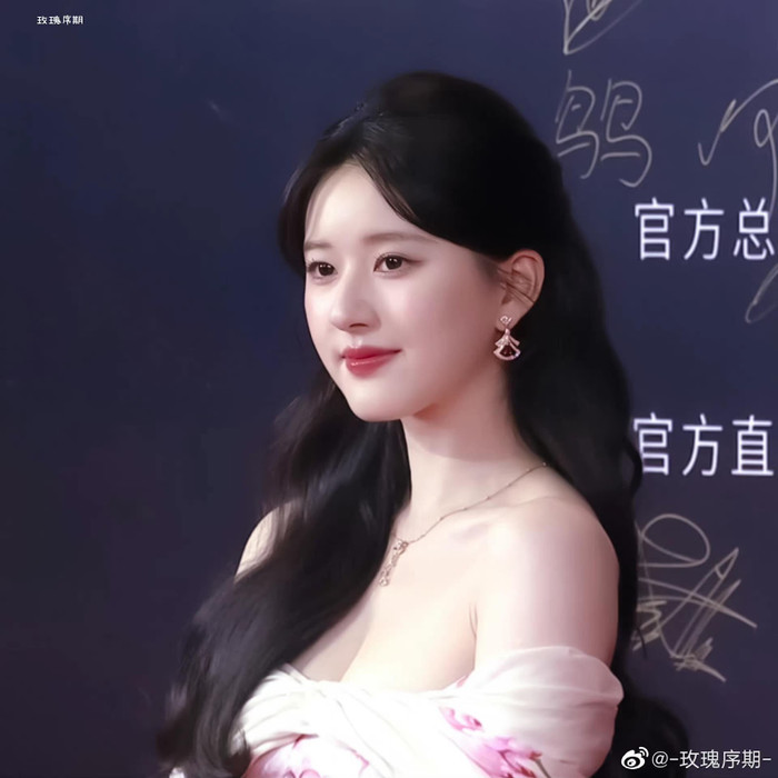 Chiếc đầm trễ vai làm lộ rõ mỡ thừa ở cánh tay của Triệu Lộ Tư.