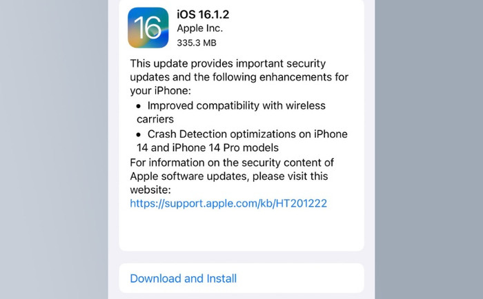 Apple phát hành iOS 16.1.2: Cải thiện chức năng phát hiện va chạm trên iPhone 14 series Ảnh 1