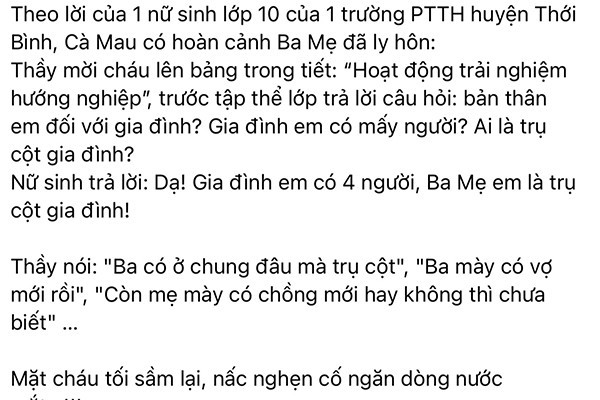 Khơi gợi chuyện tế nhị gia đình một nữ sinh, thầy giáo phải xin lỗi Ảnh 1