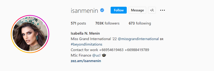 Sau 2 tháng hoạt động tích cực ở Thái Lan, lượt follow của tân hậu có tăng nhưng vẫn chưa thực sự bùng nổ. 