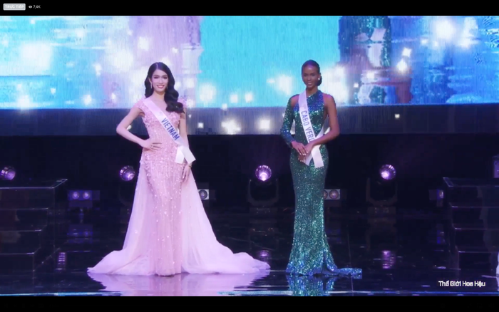 Bạn diễn của Phương Anh là đại diện đến từ Cabo Verde. Màu hồng trên trang phục của nàng á hậu sinh năm 1998 dường như chiếm trọn spotlight qua khung hình. 