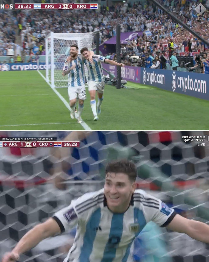 Julian Alvarez nâng tỷ số lên 2-0 cho Argentina sau một pha bứt tốc cực nhanh.