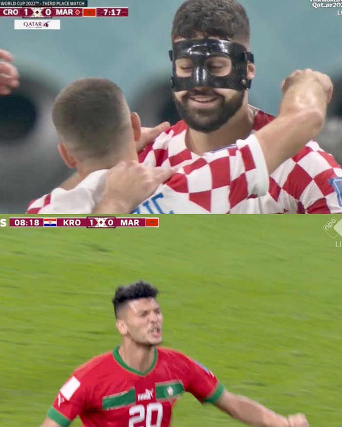 Trận đấu diễn ra đầy hấp dẫn khi hai đội ghi 2 bàn trong 9 phút. Josko Gvardiol mở tỷ số ở phút thứ 7, sau đó Morocco gỡ hoà 1-1 ở phút thứ 9.